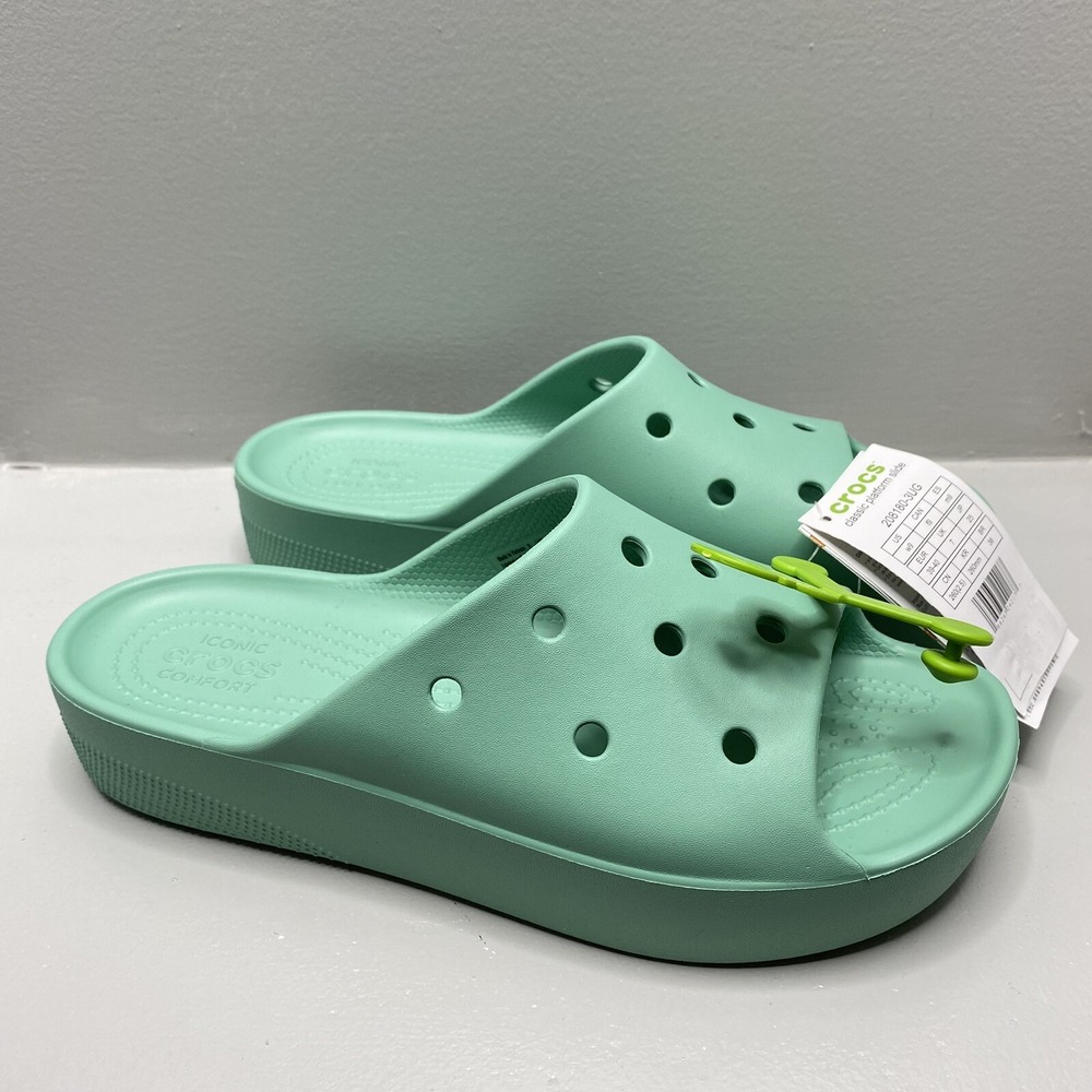 Crocs Women's‎ Classic Platform Slides Slip On Sandals Green Size 9